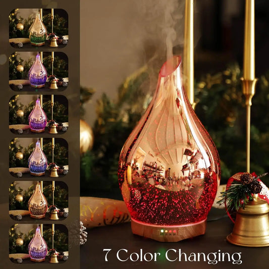 280ml 3D Glass Essential Oil Diffuser Ultrasonic Aromatherapy Humidifier - Custom and Comfort