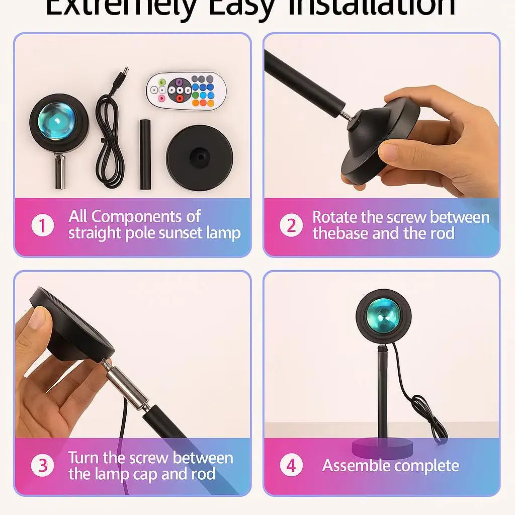 Custom and ComfortLAMP SUNSETIlluminate Your Space with the LAMP SUNSET Lamp
USB Sunset Lamp Projection 16 Color Nightlight RGB Remote Control Lamp LED Sunset Projection Lamp, Floor Lamp Room DeCustom and ComfortCustom and ComfortUSB Sunset Lamp