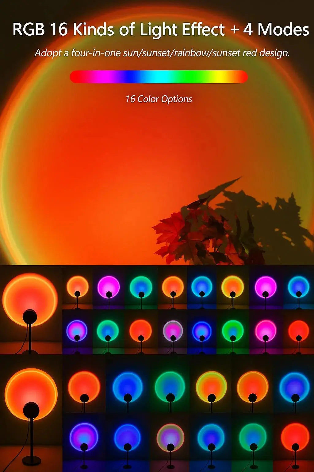 Custom and ComfortLAMP SUNSETIlluminate Your Space with the LAMP SUNSET Lamp
USB Sunset Lamp Projection 16 Color Nightlight RGB Remote Control Lamp LED Sunset Projection Lamp, Floor Lamp Room DeCustom and ComfortCustom and ComfortUSB Sunset Lamp