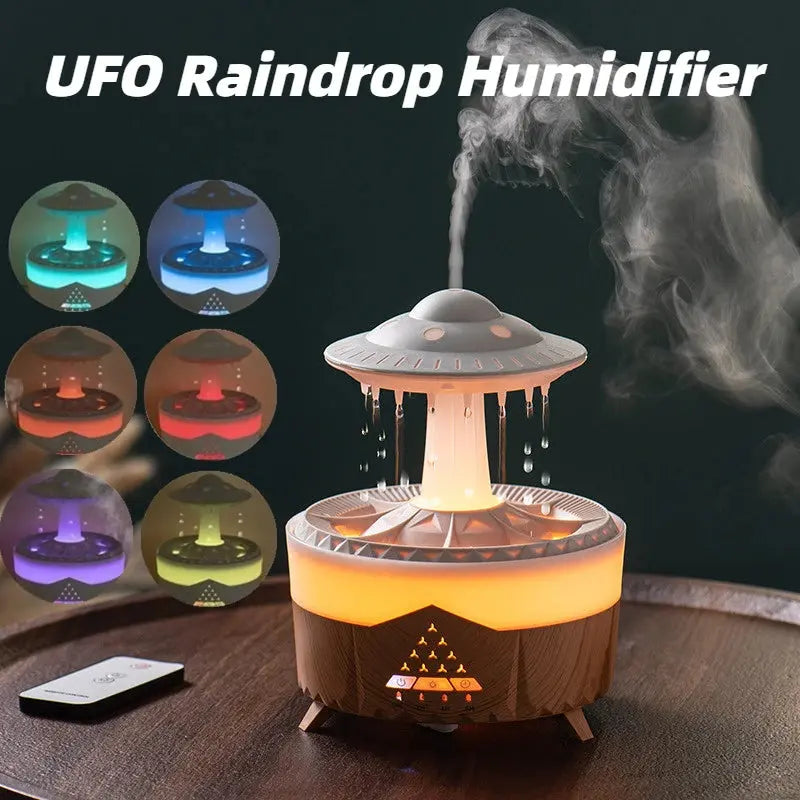 Custom and ComfortUFO Raindrop Humidifier USB Aromatherapy Air Diffuser for HomeWhy Choose the UFO Humidifier for Your Home?

Overview:
Soothe Your Mind and Body with the Sound of Rain: Our rain cloud humidifier cloud emits a gentle water drop sCustom and ComfortCustom and ComfortUFO Raindrop Humidifier